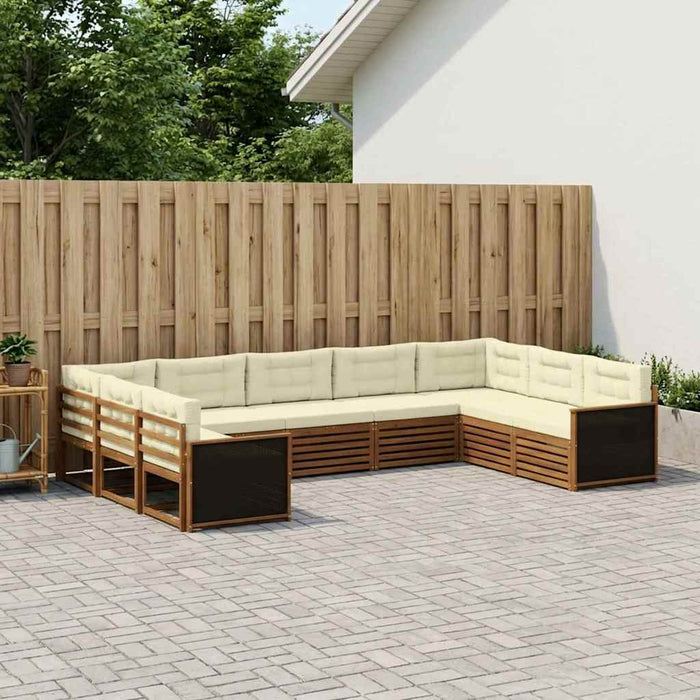 Set de canapele de exterior cu pernă 9 pcs Natural și Crem WALTI