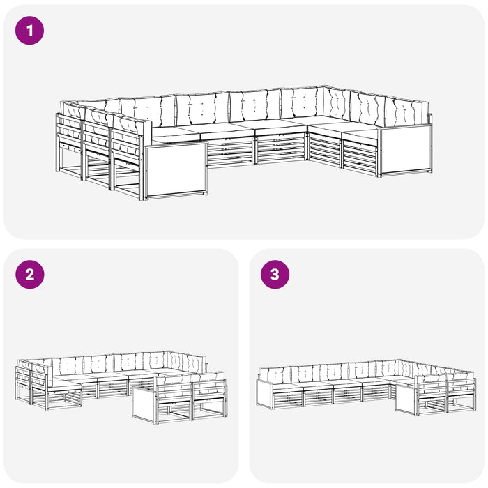 Set de canapele de exterior cu pernă 9 pcs Natural și Crem WALTI