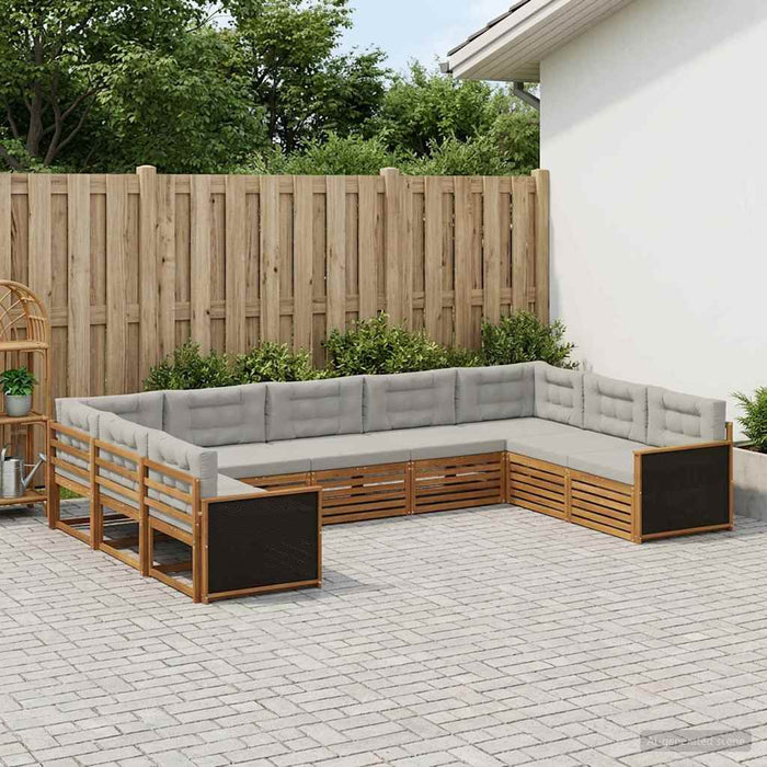 Set de canapele de exterior 9 pcs Natural și gri deschis WALTI