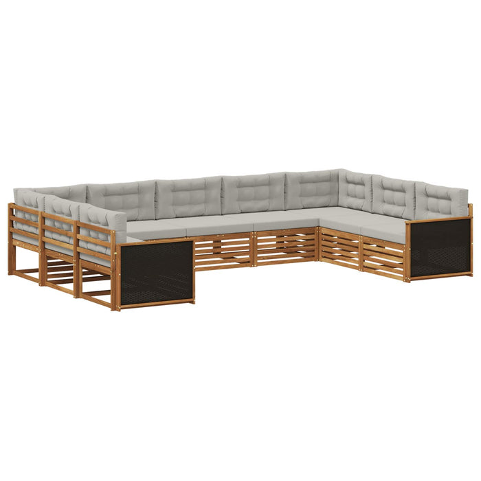 Set de canapele de exterior 9 pcs Natural și gri deschis WALTI