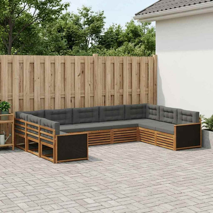 Set de canapele de exterior cu pernă 9 pcs Natural și Antracit WALTI