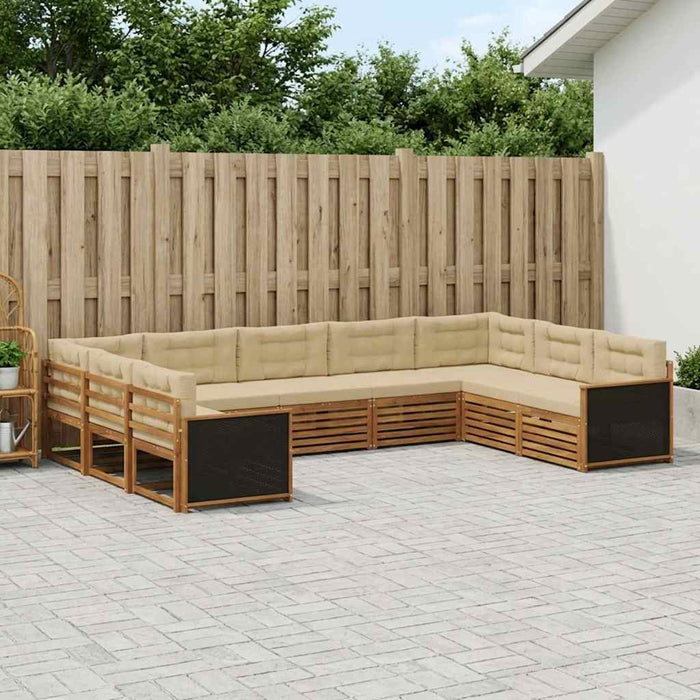 Set de canapele de exterior cu pernă 9 pcs Natural și Bej WALTI