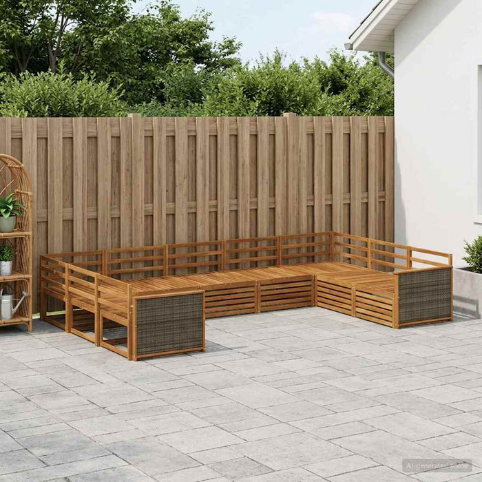 Set de canapele de exterior 9 pcs natural Lemn Solid de Acacia WALTI