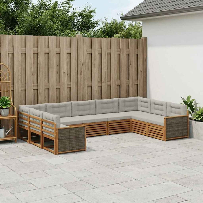 Set de canapele de exterior 9 pcs Natural și gri deschis WALTI