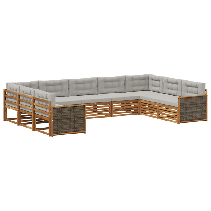 Set de canapele de exterior 9 pcs Natural și gri deschis WALTI