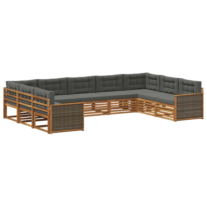 Set de canapele de exterior cu pernă 9 pcs Natural și Antracit WALTI