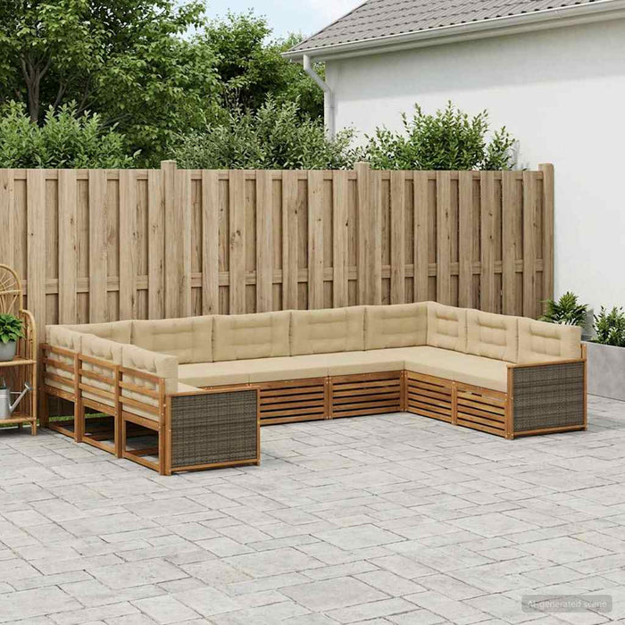Set de canapele de exterior cu pernă 9 pcs Natural și Bej WALTI