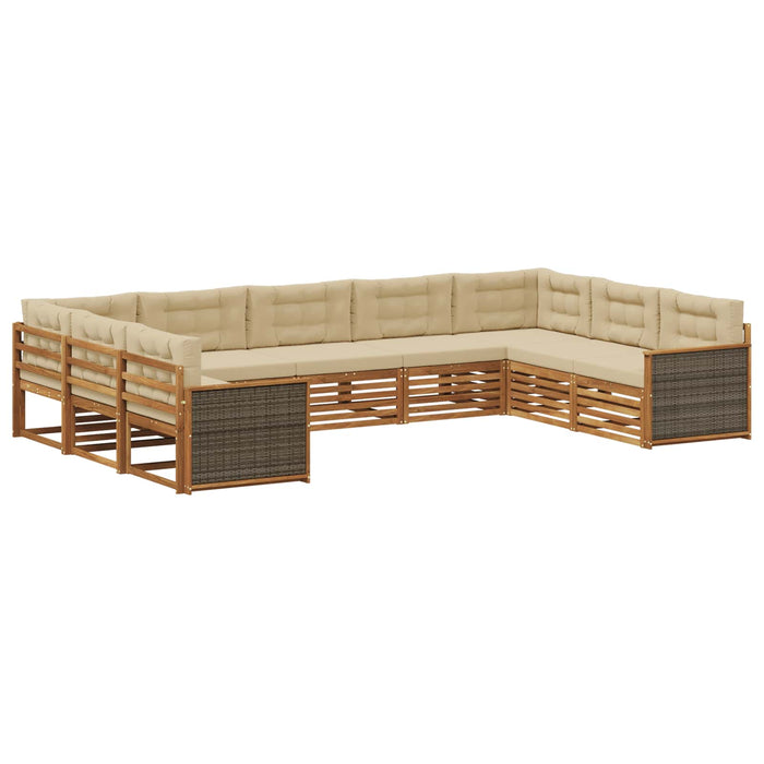 Set de canapele de exterior cu pernă 9 pcs Natural și Bej WALTI