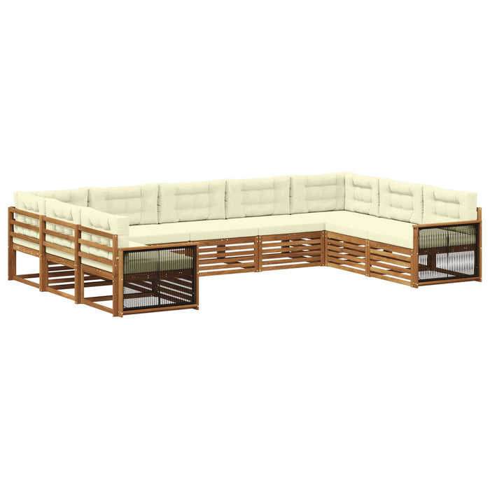 Set de canapele de exterior cu pernă 9 pcs Natural și Crem WALTI