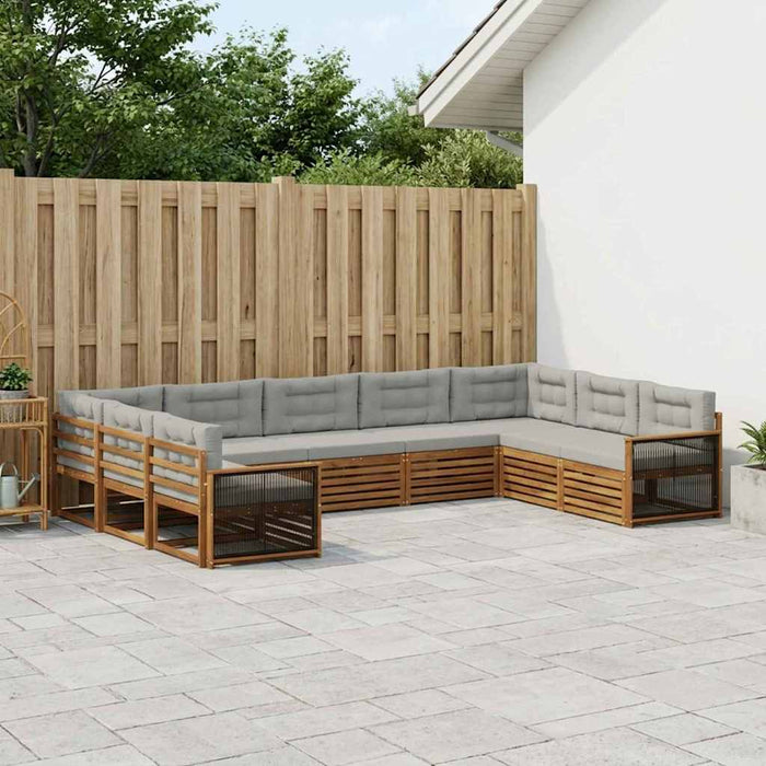 Set de canapele de exterior 9 pcs Natural și gri deschis WALTI