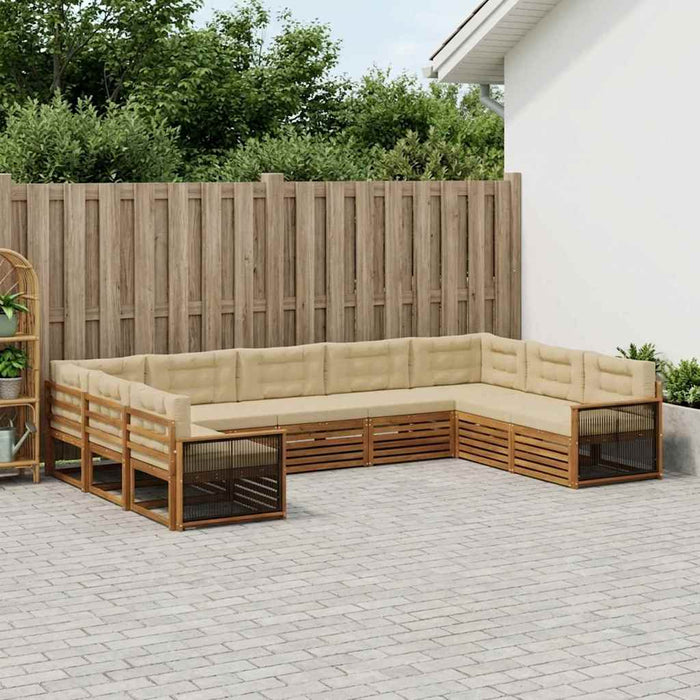 Set de canapele de exterior cu pernă 9 pcs Natural și Bej WALTI