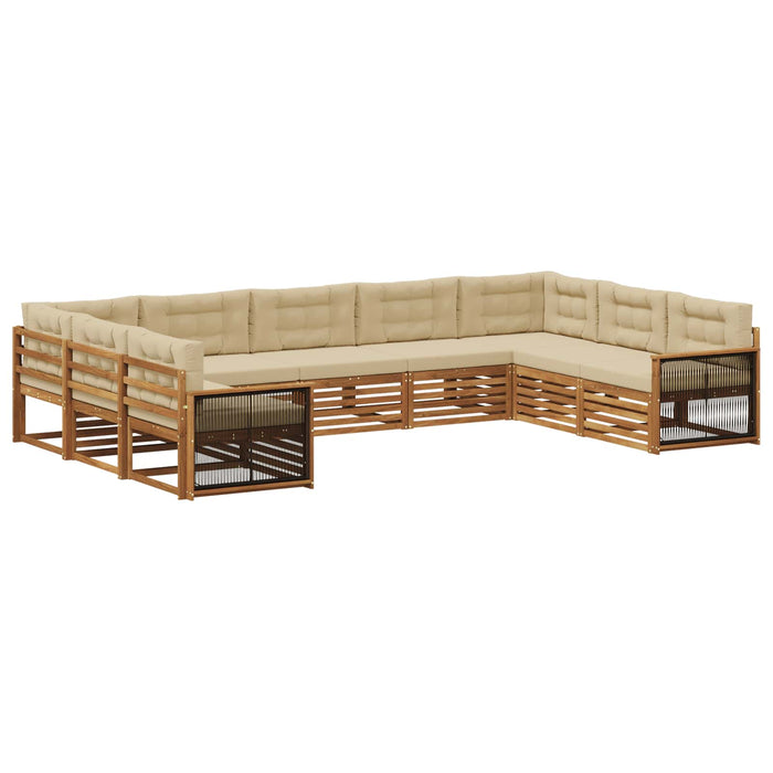 Set de canapele de exterior cu pernă 9 pcs Natural și Bej WALTI