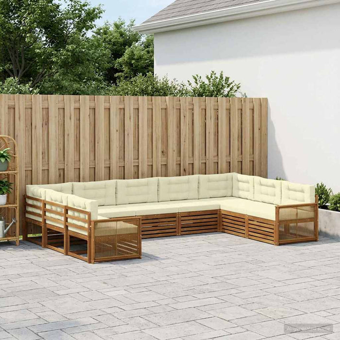 Set de canapele de exterior cu pernă 9 pcs Natural și Crem WALTI