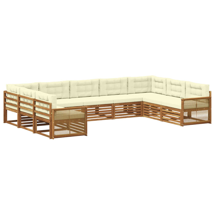 Set de canapele de exterior cu pernă 9 pcs Natural și Crem WALTI