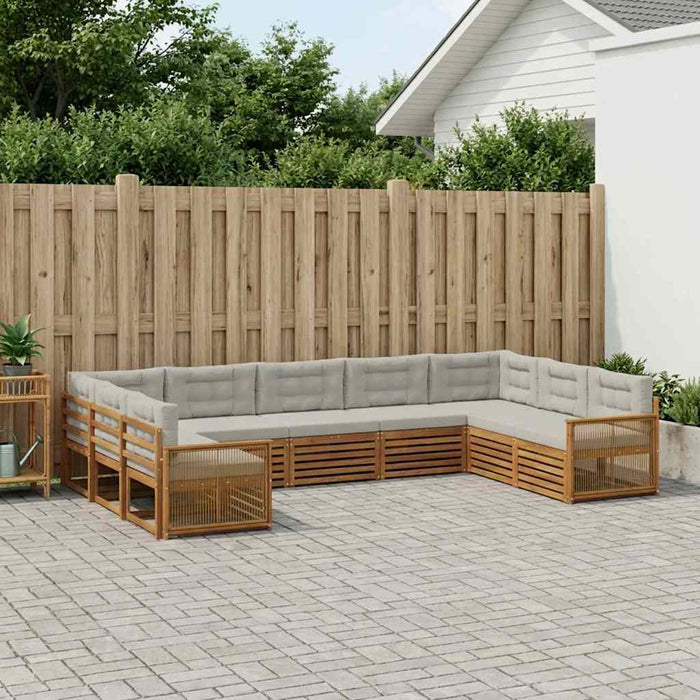 Set de canapele de exterior 9 pcs Natural și gri deschis WALTI