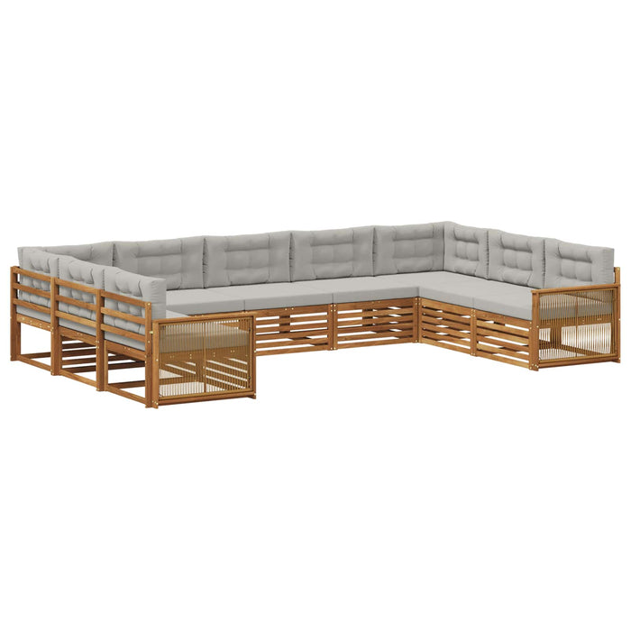 Set de canapele de exterior 9 pcs Natural și gri deschis WALTI