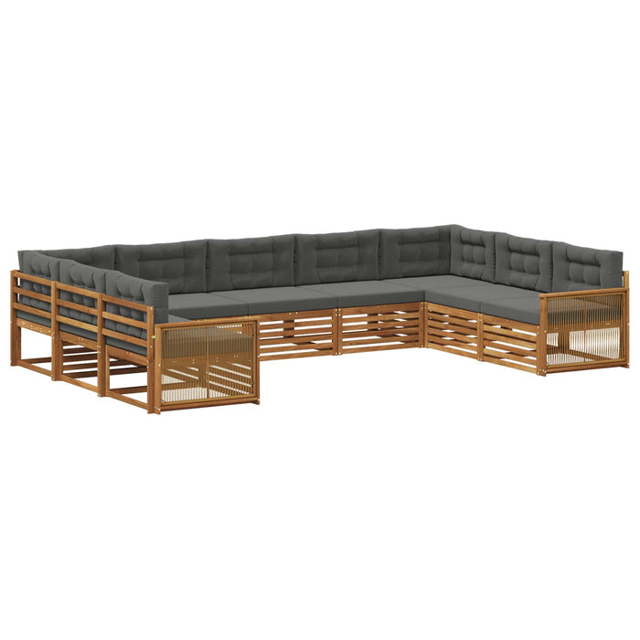 Set de canapele de exterior cu pernă 9 pcs Natural și Antracit WALTI