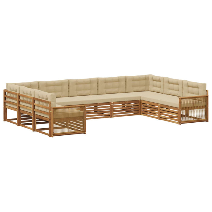 Set de canapele de exterior cu pernă 9 pcs Natural și Bej WALTI