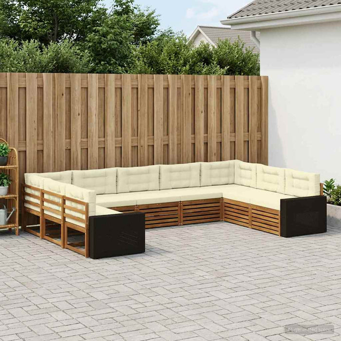 Set de canapele de exterior cu pernă 9 pcs Natural și Crem WALTI