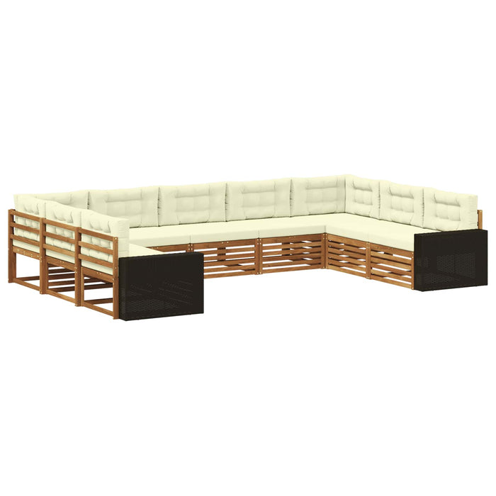 Set de canapele de exterior cu pernă 9 pcs Natural și Crem WALTI