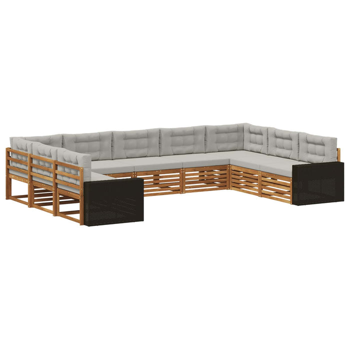 Set de canapele de exterior 9 pcs Natural și gri deschis WALTI
