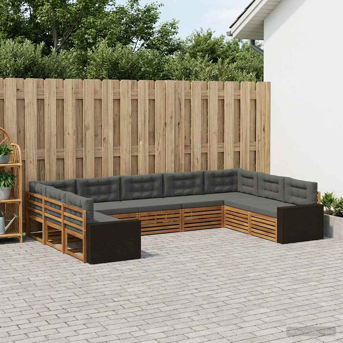 Set de canapele de exterior cu pernă 9 pcs Natural și Antracit WALTI