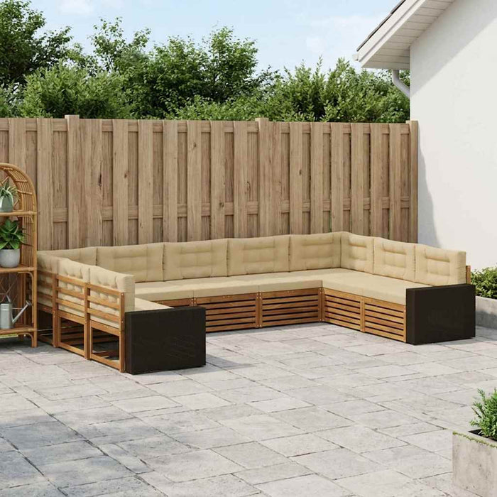 Set de canapele de exterior cu pernă 9 pcs Natural și Bej WALTI