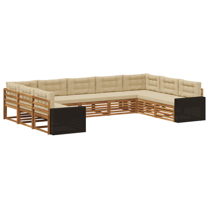 Set de canapele de exterior cu pernă 9 pcs Natural și Bej WALTI