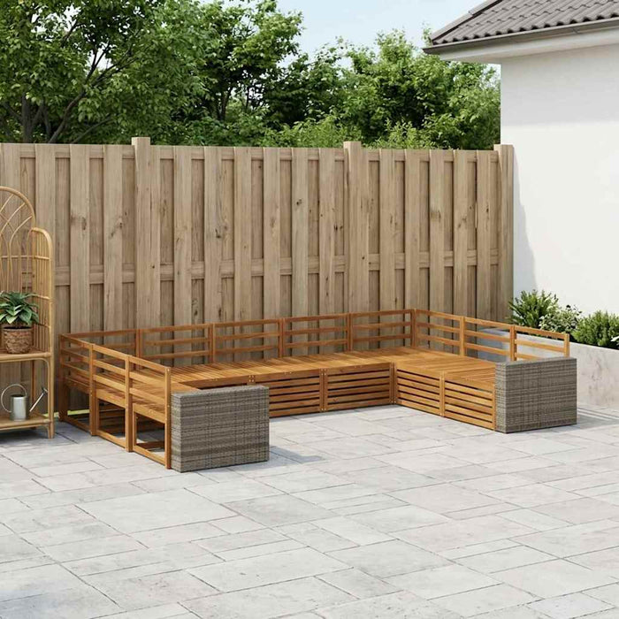 Set de canapele de exterior 9 pcs natural Lemn Solid de Acacia WALTI