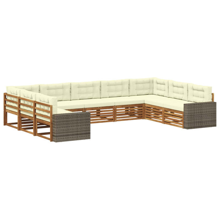 Set de canapele de exterior cu pernă 9 pcs Natural și Crem WALTI