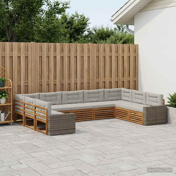 Set de canapele de exterior 9 pcs Natural și gri deschis WALTI
