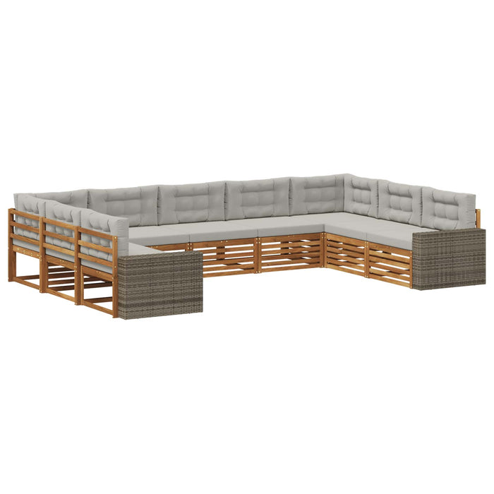 Set de canapele de exterior 9 pcs Natural și gri deschis WALTI