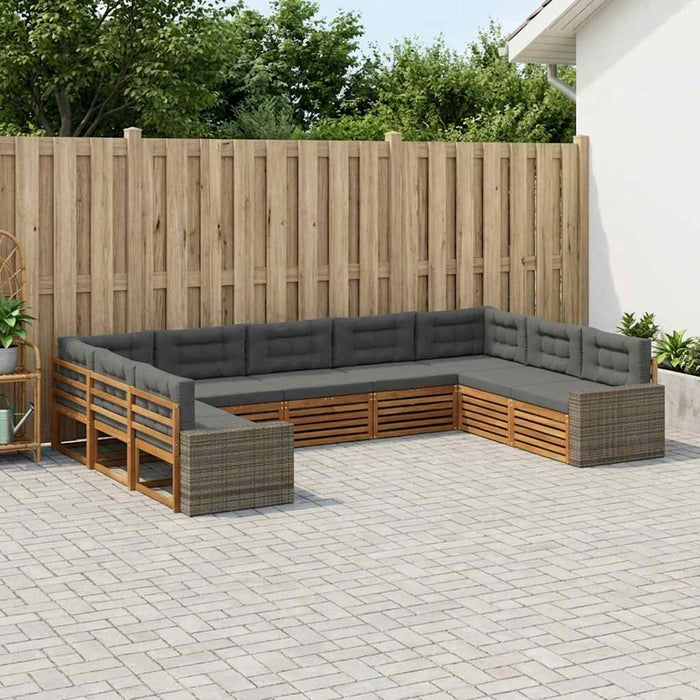 Set de canapele de exterior cu pernă 9 pcs Natural și Antracit WALTI