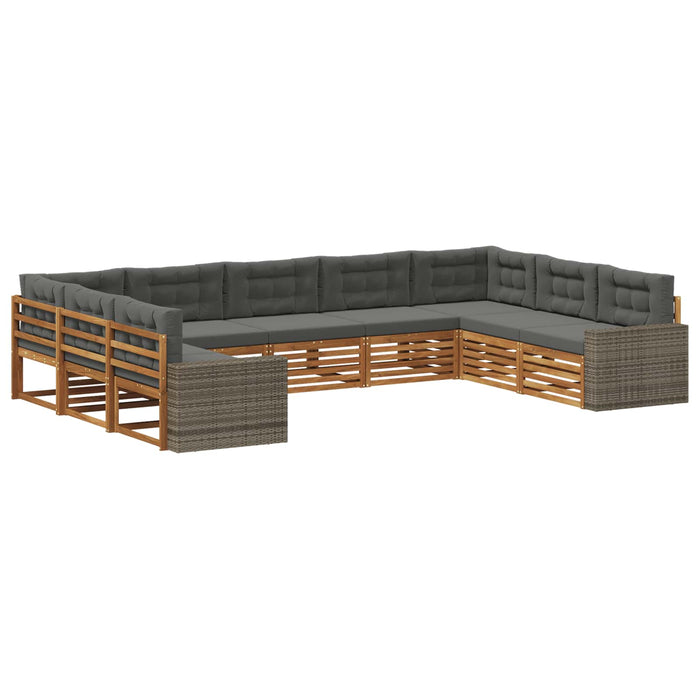 Set de canapele de exterior cu pernă 9 pcs Natural și Antracit WALTI