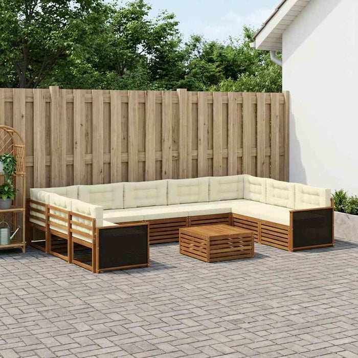 Set de canapele de exterior cu pernă 10 pcs Natural și Crem WALTI