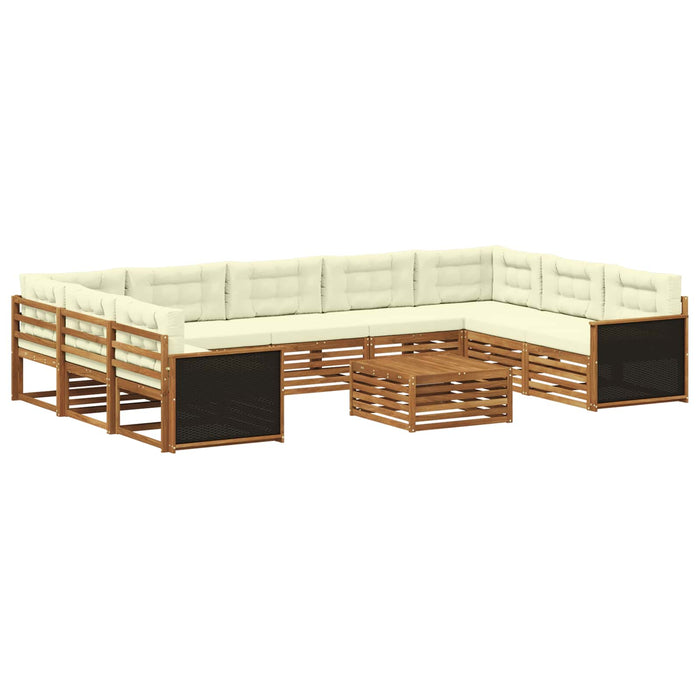 Set de canapele de exterior cu pernă 10 pcs Natural și Crem WALTI