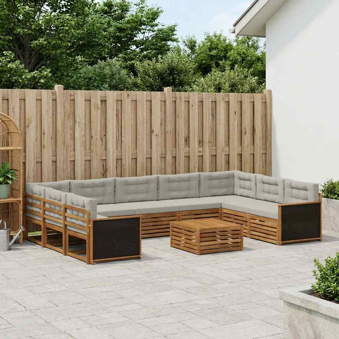 Set de canapele de exterior 10 pcs Natural și gri deschis WALTI