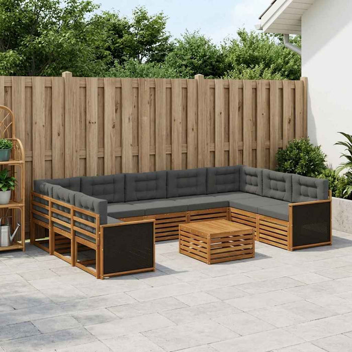 Set de canapele de exterior cu pernă 10 pcs Natural și Antracit WALTI