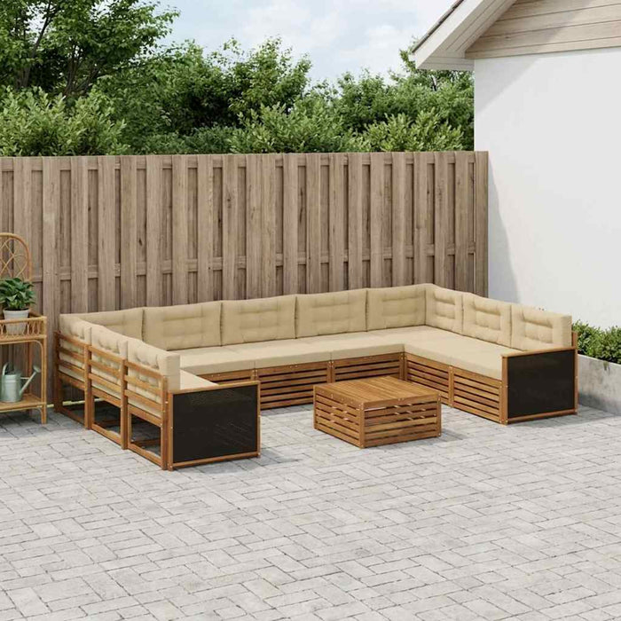 Set de canapele de exterior cu pernă 10 pcs Natural și Bej WALTI
