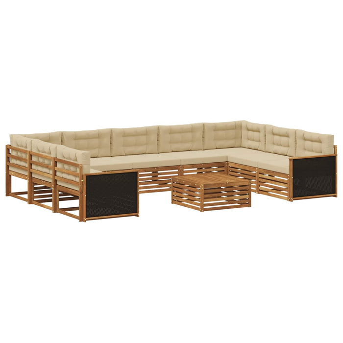 Set de canapele de exterior cu pernă 10 pcs Natural și Bej WALTI