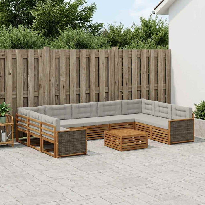 Set de canapele de exterior 10 pcs Natural și gri deschis WALTI