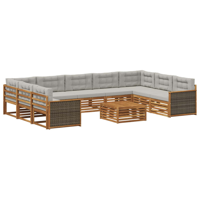 Set de canapele de exterior 10 pcs Natural și gri deschis WALTI