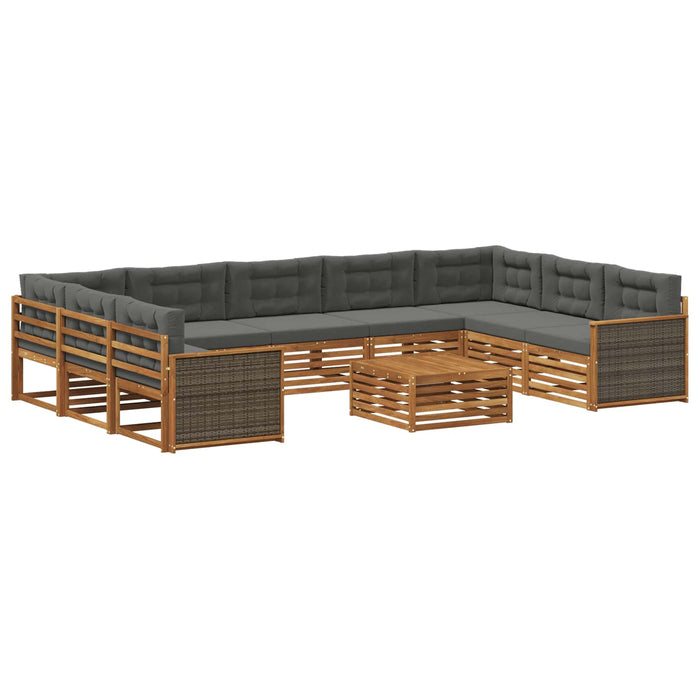 Set de canapele de exterior cu pernă 10 pcs Natural și Antracit WALTI