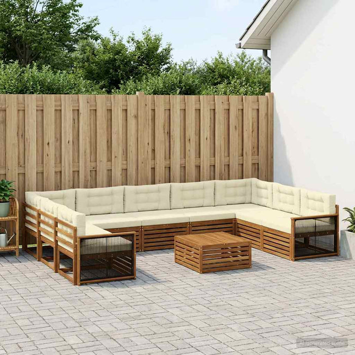 Set de canapele de exterior cu pernă 10 pcs Natural și Crem WALTI