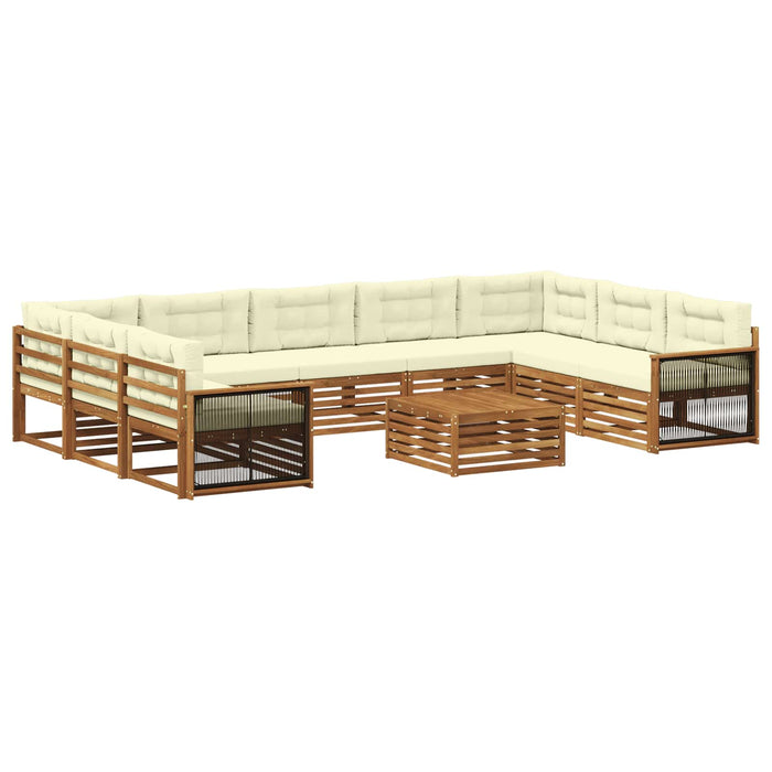 Set de canapele de exterior cu pernă 10 pcs Natural și Crem WALTI