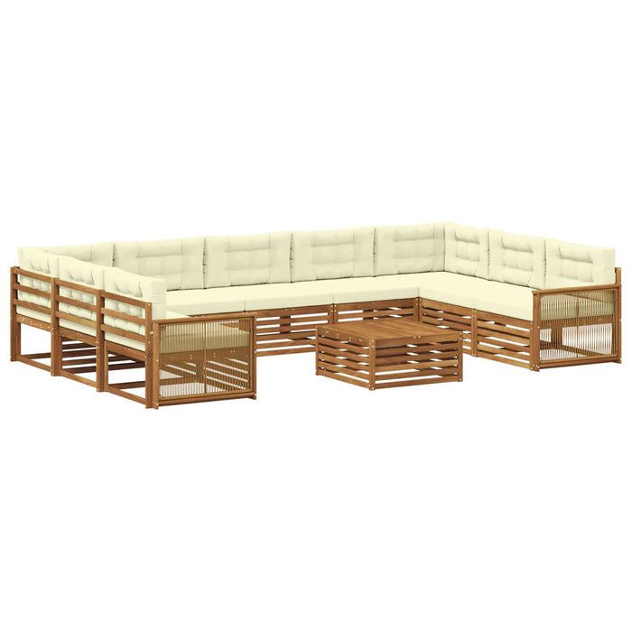 Set de canapele de exterior cu pernă 10 pcs Natural și Crem WALTI