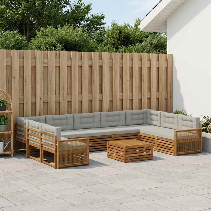 Set de canapele de exterior 10 pcs Natural și gri deschis WALTI