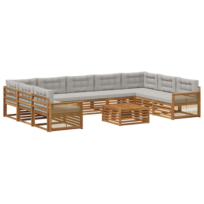 Set de canapele de exterior 10 pcs Natural și gri deschis WALTI
