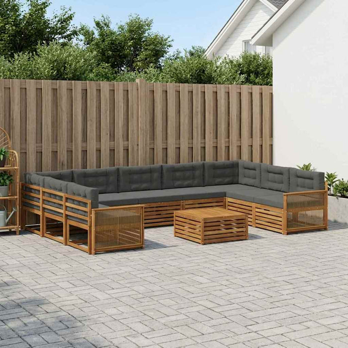 Set de canapele de exterior cu pernă 10 pcs Natural și Antracit WALTI