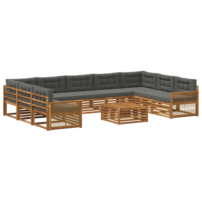 Set de canapele de exterior cu pernă 10 pcs Natural și Antracit WALTI